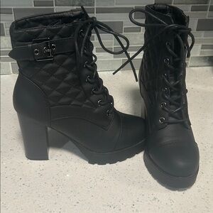Women's Black Lace-Up Ankle Boots - Classic Combat Style